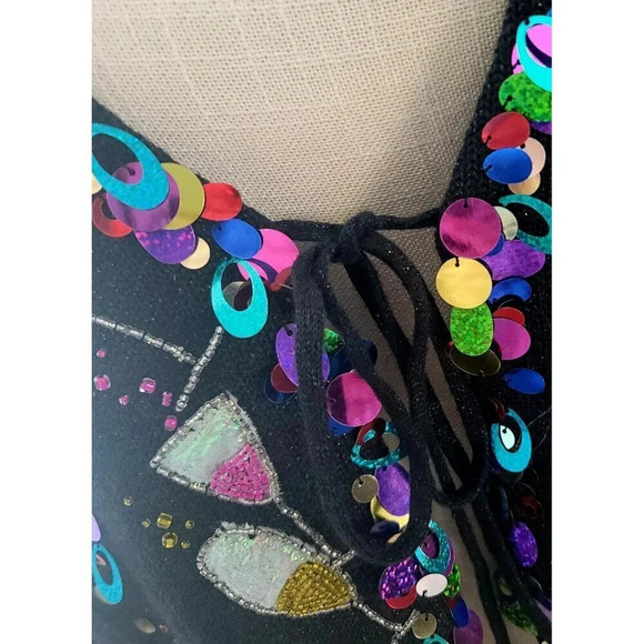 Design Options Phillip Jane Gordon Party Cocktail Sequin Cardigan Ugly Sweater L - Picture 7 of 15